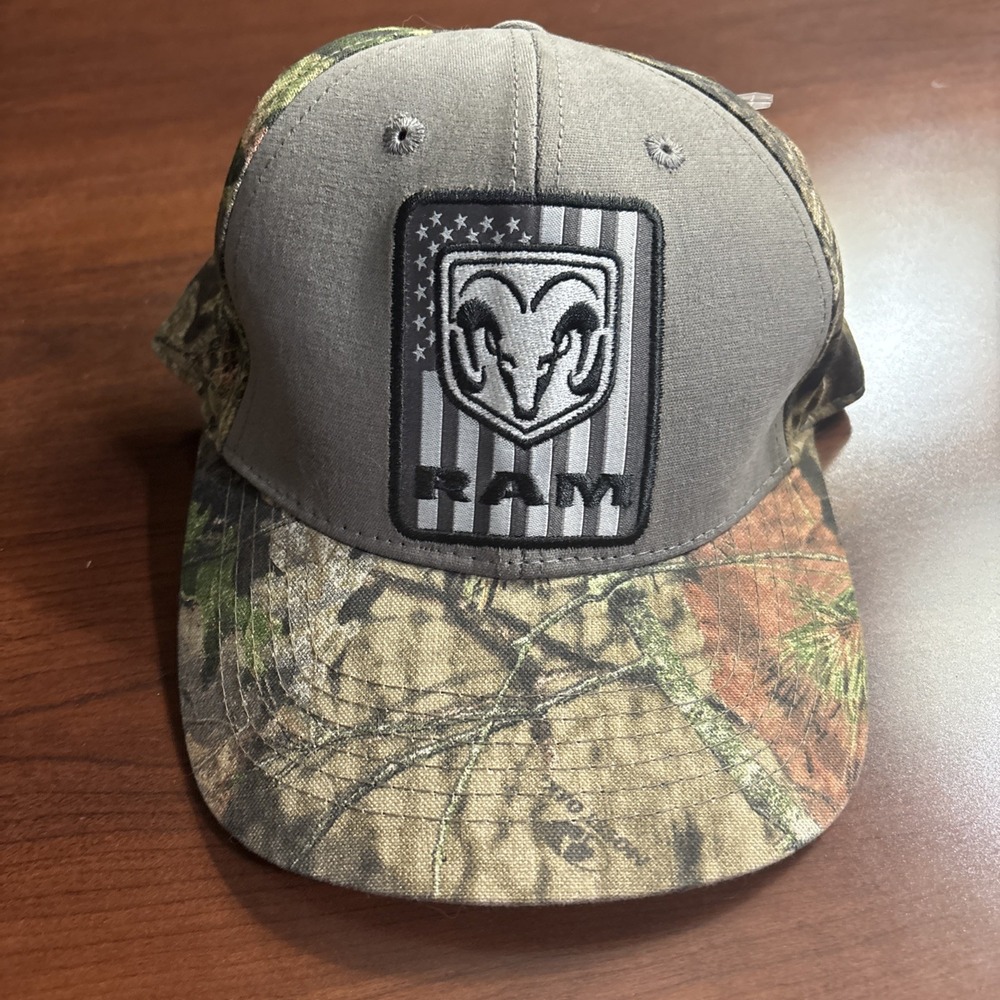 Dodge Ram Patriotic Logo Patch Adjustable Trucker Hat Camo